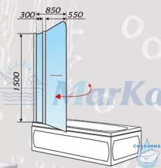 Шторка для ванны 1Marka P-05 85х150 стекло мислайт