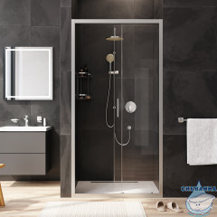 Дверь в нишу AM.PM Gem W90G-100-1-195MT 100 см профиль хром, стекло прозрачное