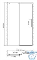 Дверь в нишу Wasserkraft Dinkel 130 см профиль хром, стекло прозрачное 58R30 