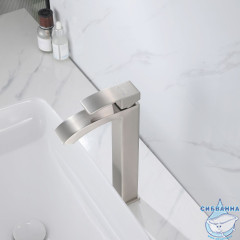 Смеситель ABBER Wasserfall AF8611SP для накладной раковины, сатин