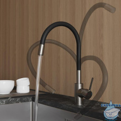 Смеситель для кухни с гибким изливом, сатин, Meal, Milardo, M01BN0FM05