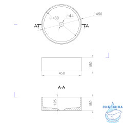 Раковина на столешницу 45 см Salini Armonia (материал sapirit, белый глянцевый)