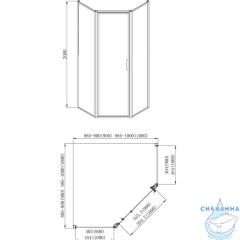 Душевое ограждение Azario Richmond 100x100 AZ-NAG3231 1000 профиль серебро, стекло прозрачное (без поддона)