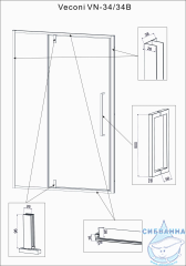 Дверь в нишу Veconi Vianno 120 профиль хром, стекло дождь VN34R-120-06-C7
