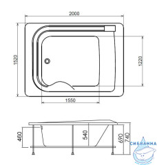 Акриовая ванна Gemy G9265 K 200х152 с гидромассажем
