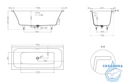 Ванна из искусственного камня Salini Orlando Axis Kit 170x75 (материал S-Sense, белый матовый)