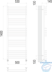 Полотенцесушитель водяной Terminus Соренто П23 50х140 (нижнее подключение)