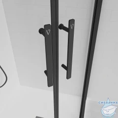 Душевое ограждение Veconi Эво 100x100 профиль черный, стекло прозрачное E2-B-100100-01-C9 (без поддона)