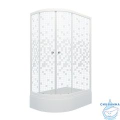 Душевое ограждение Тритон Коралл В R 120x80 профиль белый, стекло мозайка Щ0000061783 (с поддоном)
