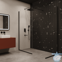 Душевая система с тропическим душем, ручным душем и изливом, черный матовый, Slide, IDDIS, SLIBL03i68
