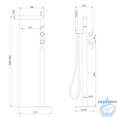 Смеситель ABBER Perfekte 316 AF8A15BG напольный для ванны, брашированное золото