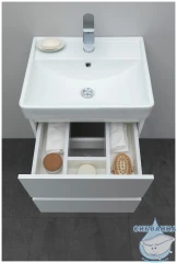 Тумба Aquanet Вега 50 с раковиной Aquanet Ирис 50 белый глянцевый