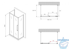 Душевое ограждение ABBER Schwarzer Diamant AG30110MH-S70M-S70M 110x70 профиль хром, стекло матовое (без поддона)