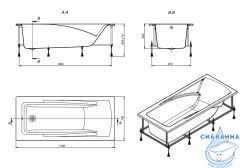 Акриловая ванна Roca Hall 170x75 с каркасом