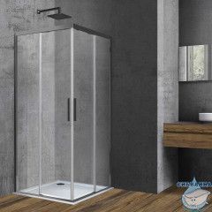 Душевое ограждение Vincea Soft 90x90 профиль вороненая сталь, стекло прозрачное VSS-3SO900CLGM