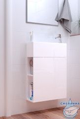Тумба подвесная 1Марка Stretto 50П (1 дверка) с раковиной  белый У94716