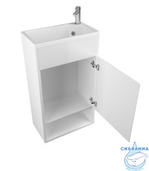 Тумба подвесная 1Marka Lira 40П с раковиной Lira 40 белый глянец R