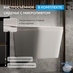 Унитаз подвесной безободковый Abber Rechteck AC1201MW с сиденьем Soft Close (микролифт) (белый матовый)