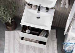 Тумба Акватон Сохо 60 с раковиной Элина 60 слейт/галька серая