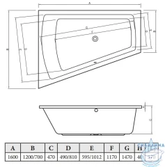 Ванна акриловая C-BATH Diana 160x120 L