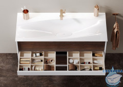 Тумба подвесная Aqwella Clarberg Evolution 120 с раковиной Papirus 120 темный крафт