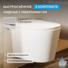 Унитаз ABBER Bequem AC1102TMW подвесной белый матовый, безободковый, смыв торнадо