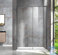 Дверь в нишу Vincea Lugano 130 профиль вороненая сталь, стекло прозрачное VDS-1L130CLGM-1