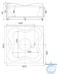 Акриловая ванна Gemy G9089 K L 187х187 с гидромассажем