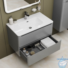 Тумба с умывальником, подвесная, 80 см, светло-серый, Edifice, IDDIS, EDI80L0i95K  подходит умыв. 0108000i28