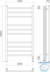 Полотенцесушитель электрический Terminus Аврора П10 50х105 (с возможностью скрытого подключения, подключение справа)