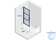 Шторка для ванны Riho Grid 80x150 L профиль черный, стекло прозрачное GBB5080001