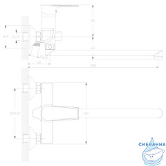 Смеситель для ванны Rossinka RS28-33 с душевым гарнитуром (хром)