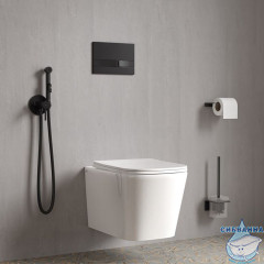 Встраиваемый смеситель с гигиеническим душем, матовый черный, IDDIS, 003BLR0i08