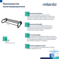 Полотенцесушитель с полкой, проволока стальная, черный матовый, Easy, Milardo, EASBWS2M49