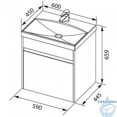 Тумба Aquanet Палермо 60 белый глянец с раковиной Moduo 60 