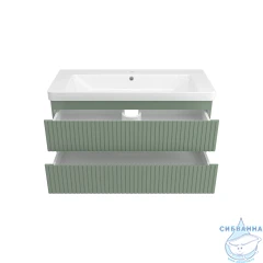 Тумба подвесная Brevita Victory 105 зеленый с раковиной Dreja Luxury 105