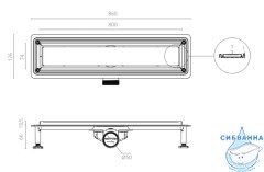 Дренажный трап для душа Ctesi Way Line 80 см с решеткой BK4024050