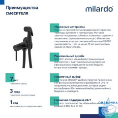 Встраиваемый смеситель с гигиеническим душем, черный матовый, Tidy, Milardo, 001BLR0M08