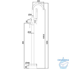 Смеситель для ванны напольный Gappo G3099  с аксессуарами (сатин)