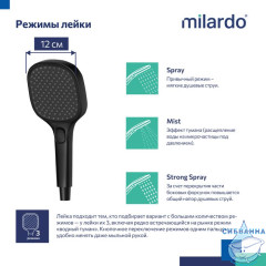 ILS3FB0M18, Лейка для душа, черная матовая, 3F, Ideal Spa, Milardo, ILS3FB0M18
