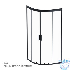 Душевое ограждение Am.Pm Gem W90G-401-090BT 90x90 профиль черный, стекло прозрачное (без поддона)