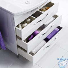 Тумба Aqwella Classic Аллегро 65 с раковиной Элеганс 65 белый глянец с тремя ящиками