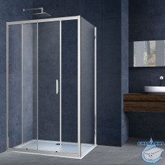 Душевое ограждение Vincea Alpha 100x90 профиль хром, стекло прозрачное VSR-3AL9010CL