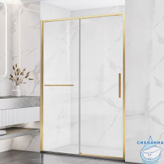 Дверь в нишу Vincea Slim Soft 140 профиль брашированное золото, стекло прозрачное VDS-1SS140CLG
