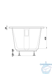 Ванна из искусственного камня Bas Канди 180x80