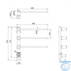 Полотенцесушитель электрический  Wonzon&Woghand Hamburg 47х57 WW-AL313-CR (с возможностью скрытого подключения, подключение универсальное) (хром)