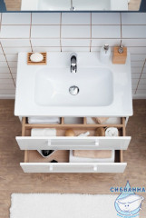 Тумба Dreja Gio 60 с раковиной Эйфория 60, белый глянец