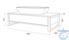 Тумба подвесная 1Marka GRUNGE LOFT 100П (1 ящик) Дуб Намибия с раковиной Sanita Luxe Инфинити 60