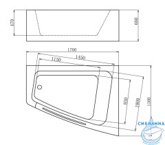 Акриовая ванна Gemy G9056 K R 170х130 с гидромассажем