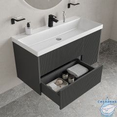 Тумба с умывальником подвесная, 100 см, темно-серый, Билд (Bild) 2.0, IDDIS, BIL10G1i95K подходит умыв. 4511000i28
